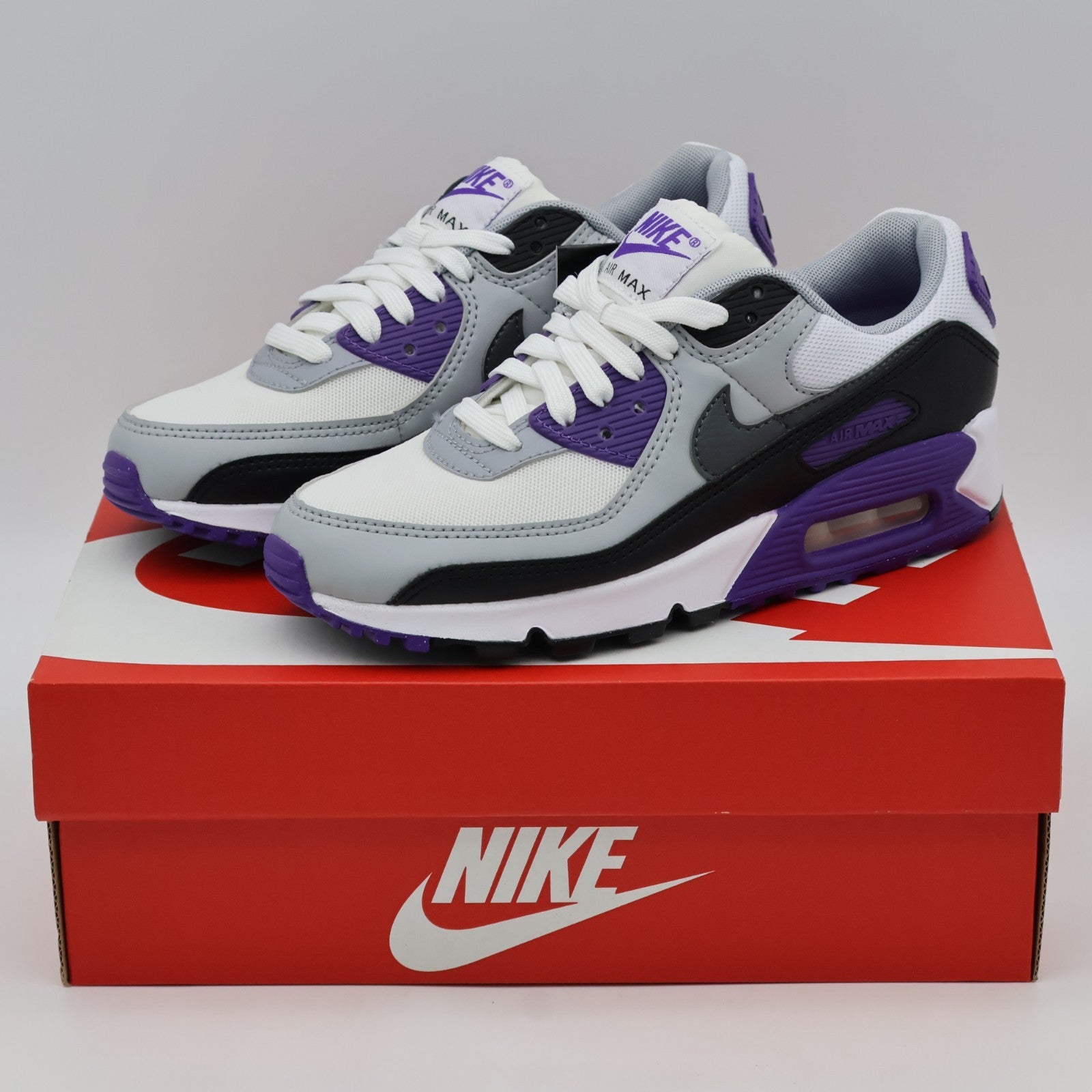 DH8010-110 Nike Air Max 90 White Black Wolf Grey Iron Grey (Women's)