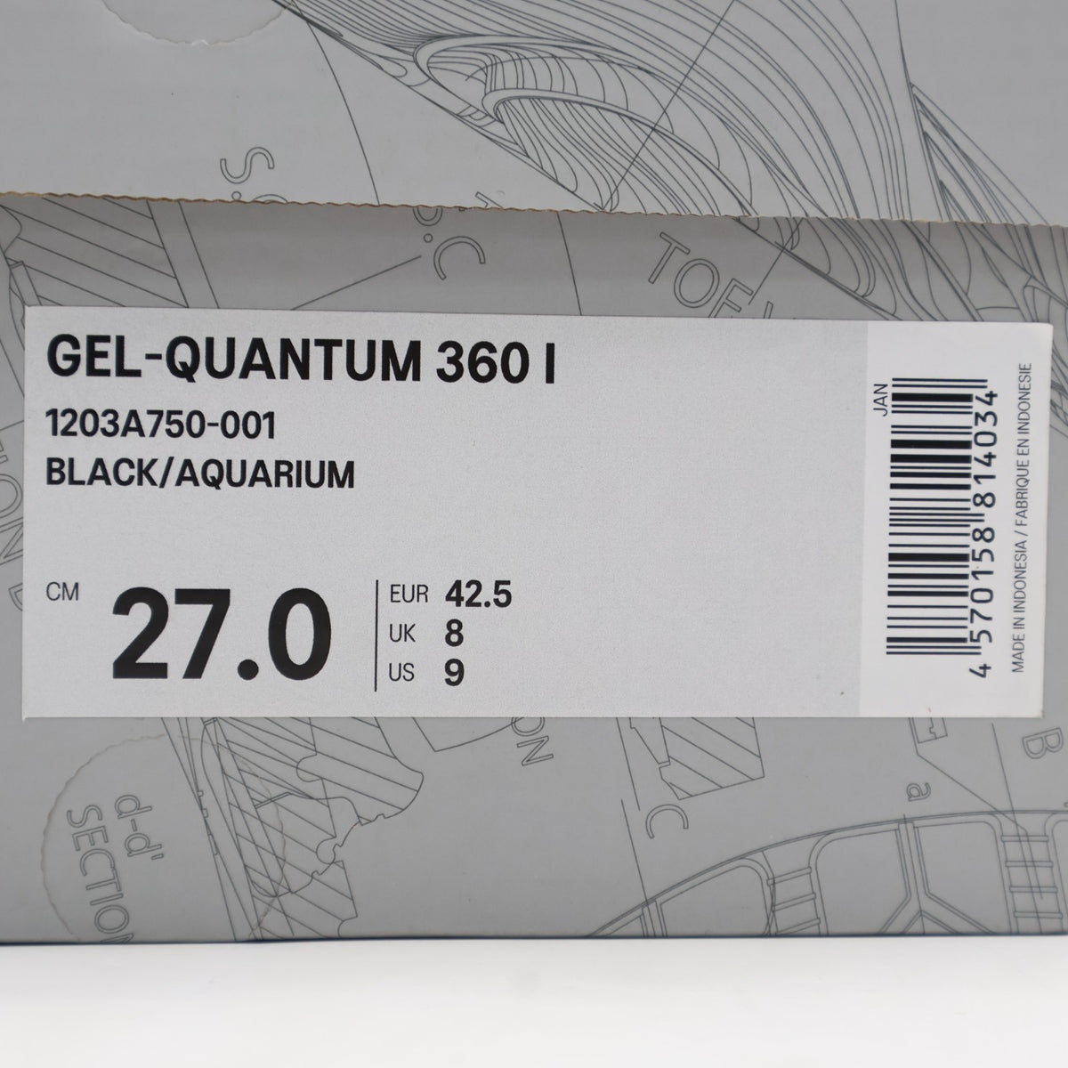 1203a750-001 Asics Gel-Quantum 360 1 Black Aquarium (Men's)
