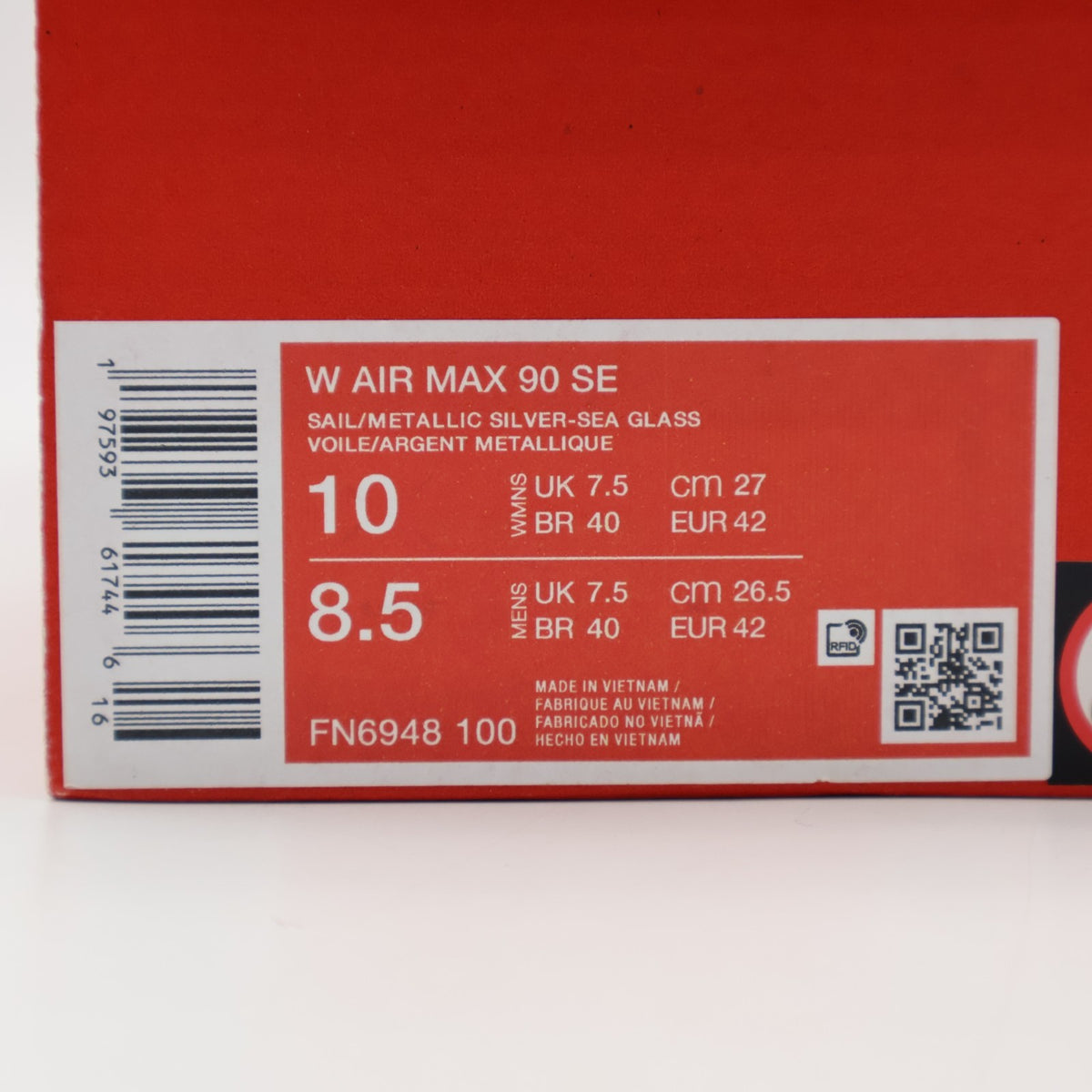 FN6948-100 Nike Air Max 90 SE Sail Sea Glass Light Silver Metallic (Women's)