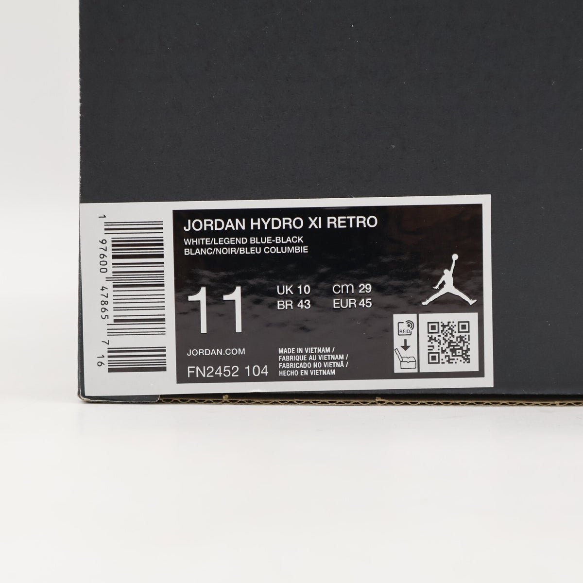 FN2452-104 Nike Jordan Hydro 11 White Black Legend Blue (Men's)