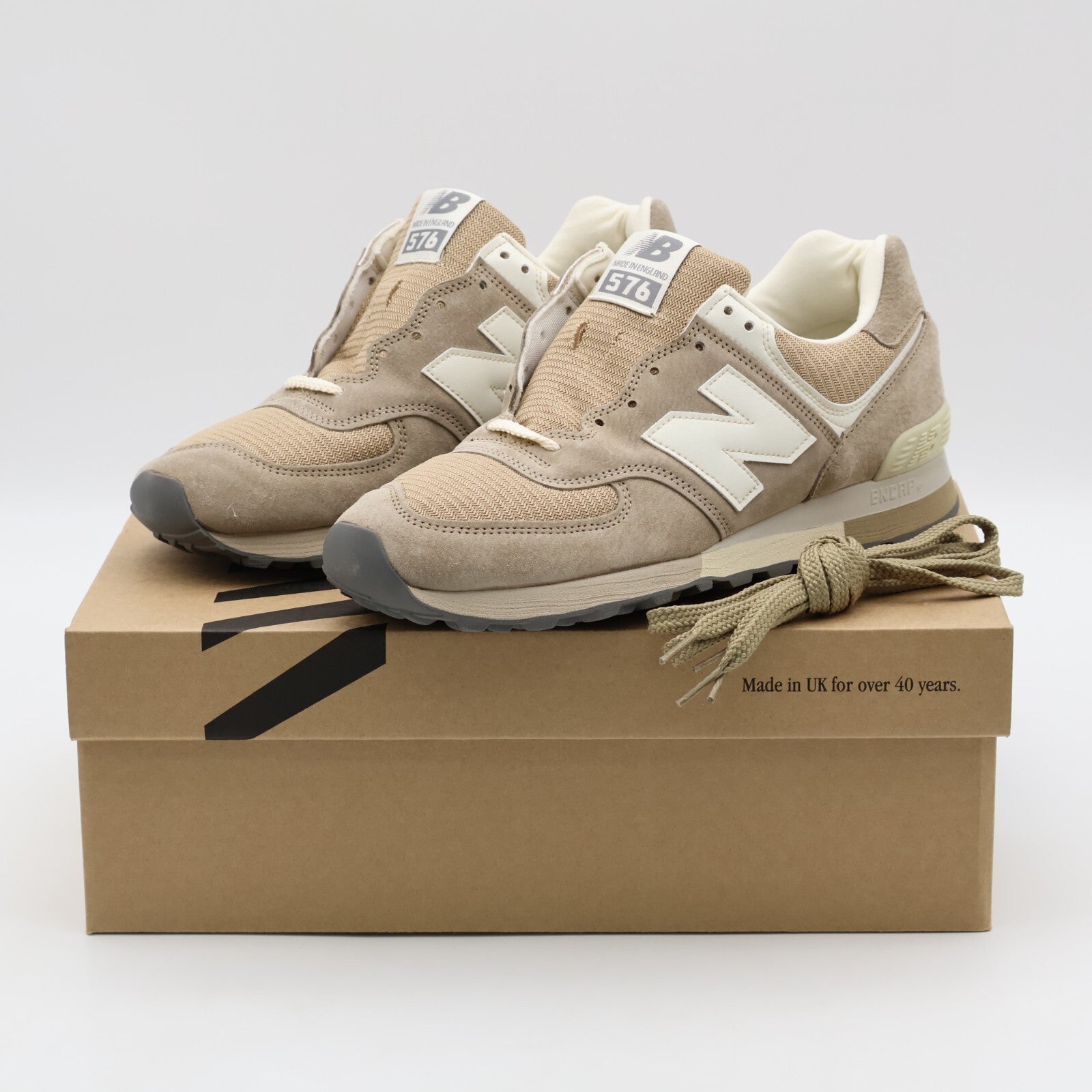 OU576BEI New Balance 576 Beige Brown Cream White Encap C-Cap Made in UK (Men's)
