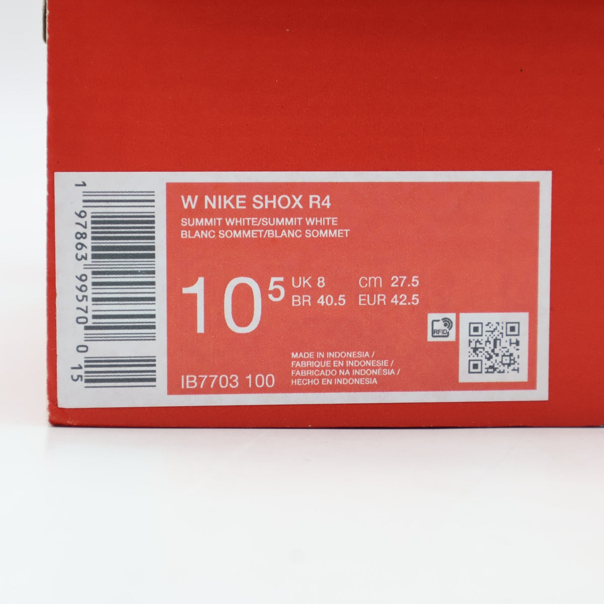 IB7703-100 Nike Shox R4 Summit White and Metallic Silver (Women's)