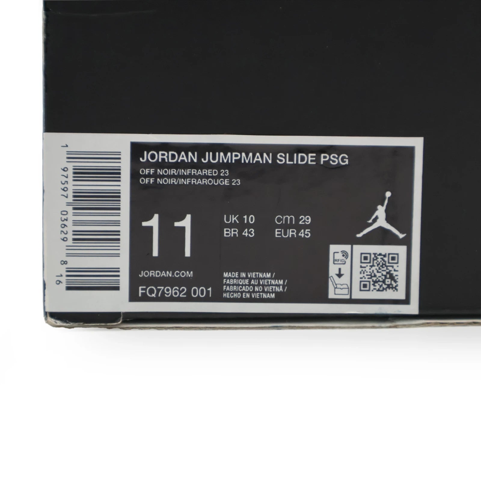 FQ7962-001 PSG Nike Jordan Jumpman Slide Off Noir Pink Oxford Infrared 23 (Men's