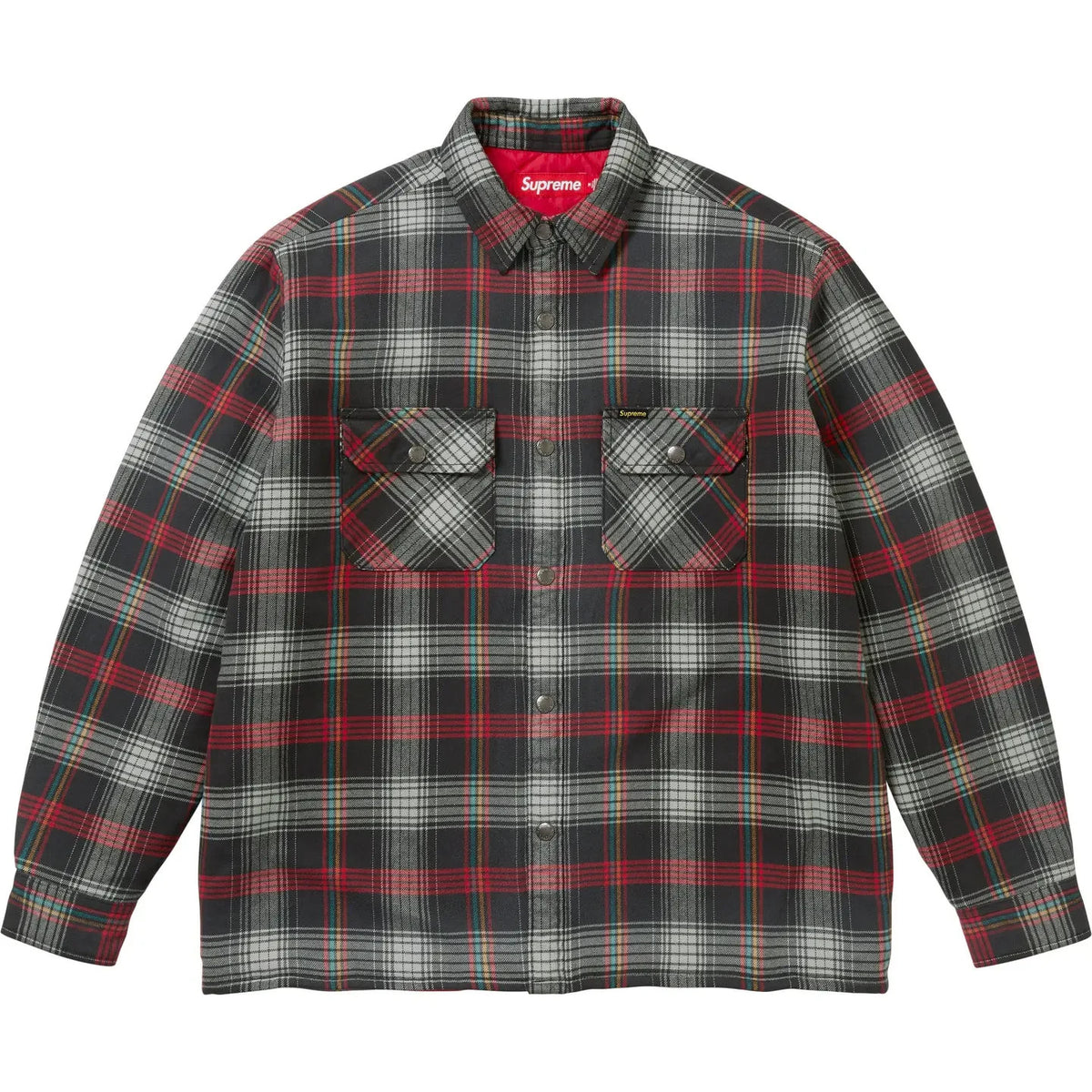 Supreme Quilted Lined Flannel Snap Shirt Black
