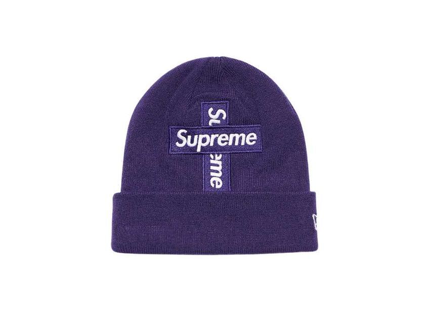 Supreme New Era Cross Box Logo Beanie Purple