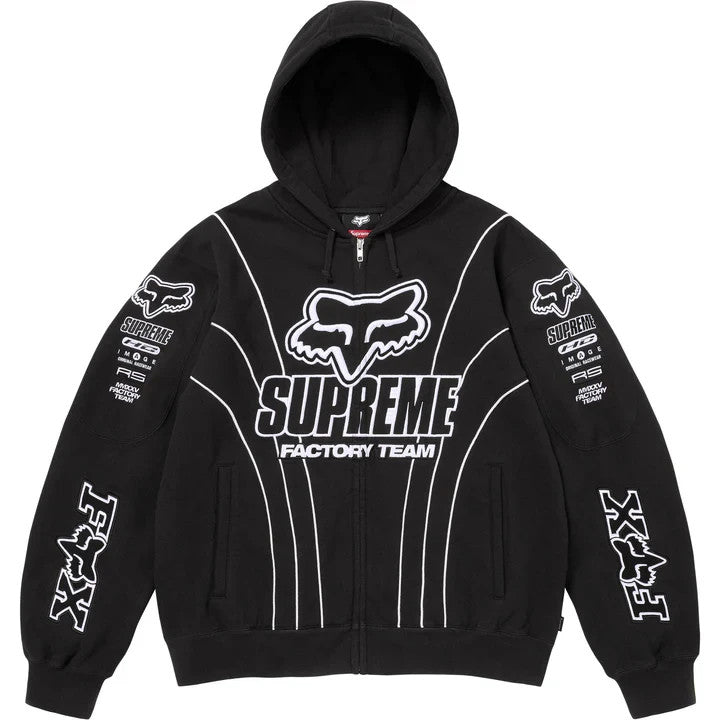 Supreme Fox Racing Zip Up Hooded Sweatshirt Black
