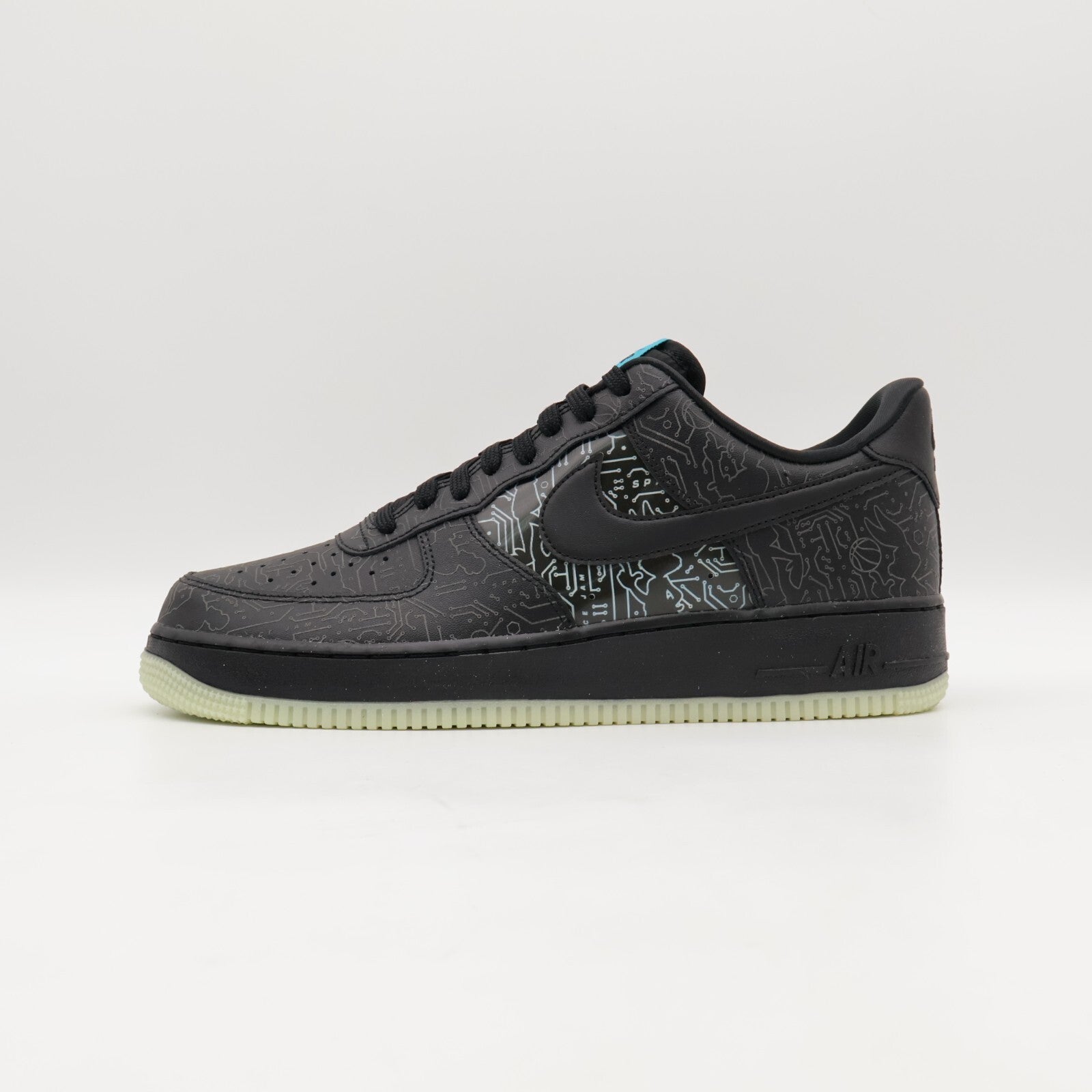 DH5354-001 Nike Air Force 1 Low Computer Chip Space Jam Black Light Blue (Men's)