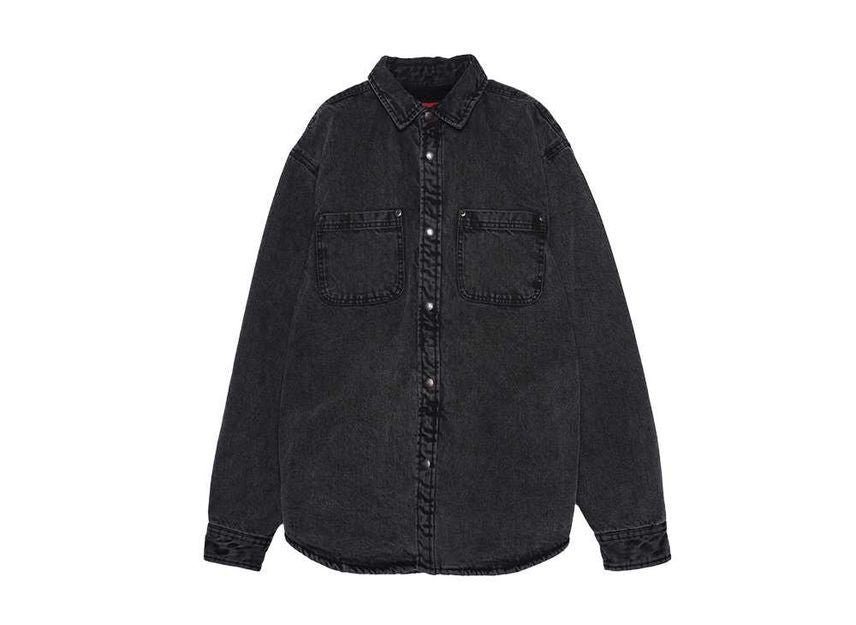 Supreme Faux Shearling Lined Work Shirt Black Denim