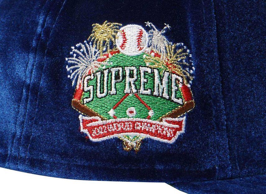 Supreme Velour Box Logo New Era Navy