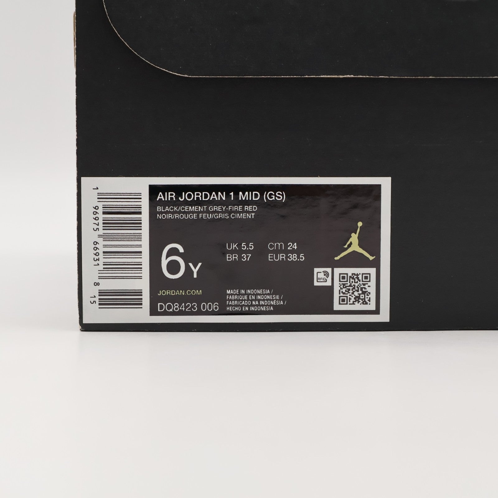DQ8423-006 Nike GS Air Jordan 1 Mid Black Cement Grey