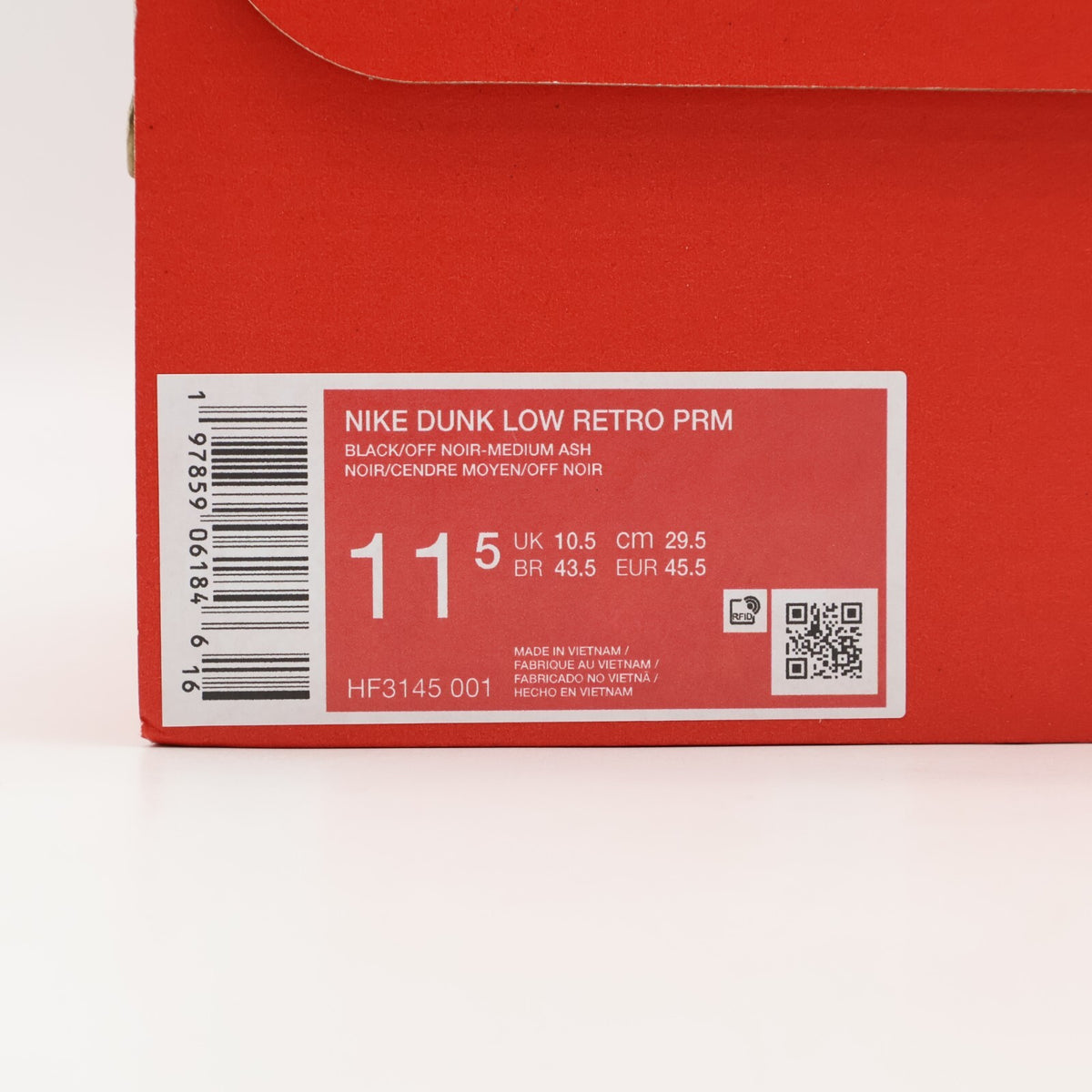 HF3145-001 Nike Dunk Low PRM Medium Ash and Black (Men's)