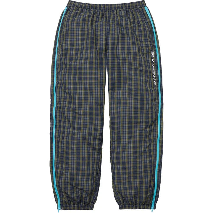 Supreme Plaid Warm Up Pant Navy