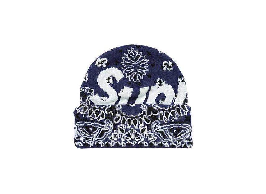 Supreme Bandana Big Logo Beanie Blue