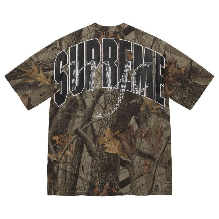 Supreme Rhinestone Script S/S Top Realtree Hardwoods Camo