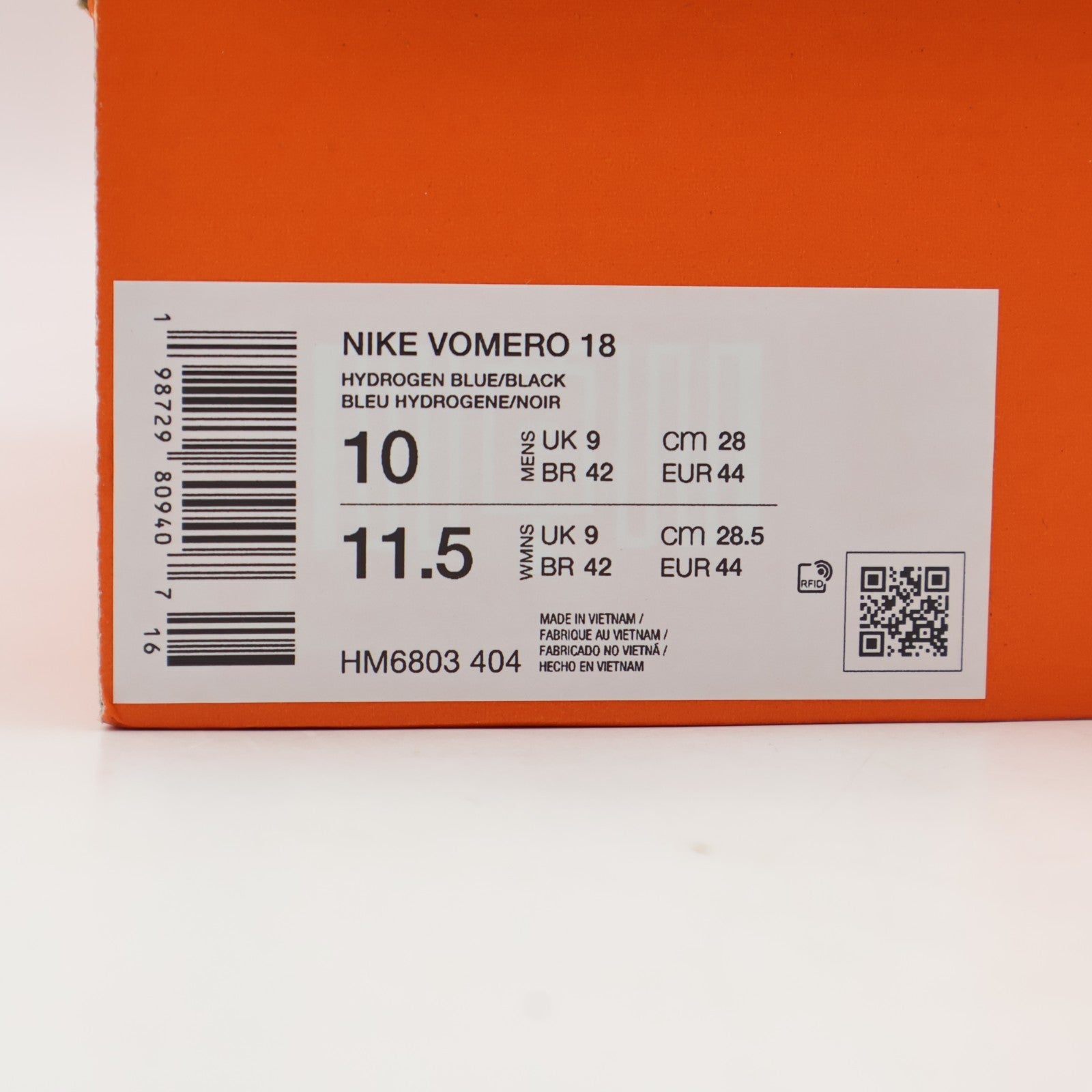 HM6803-404 Nike Vomero 18 "Hydrogen Blue/Laser Orange" (Men's)