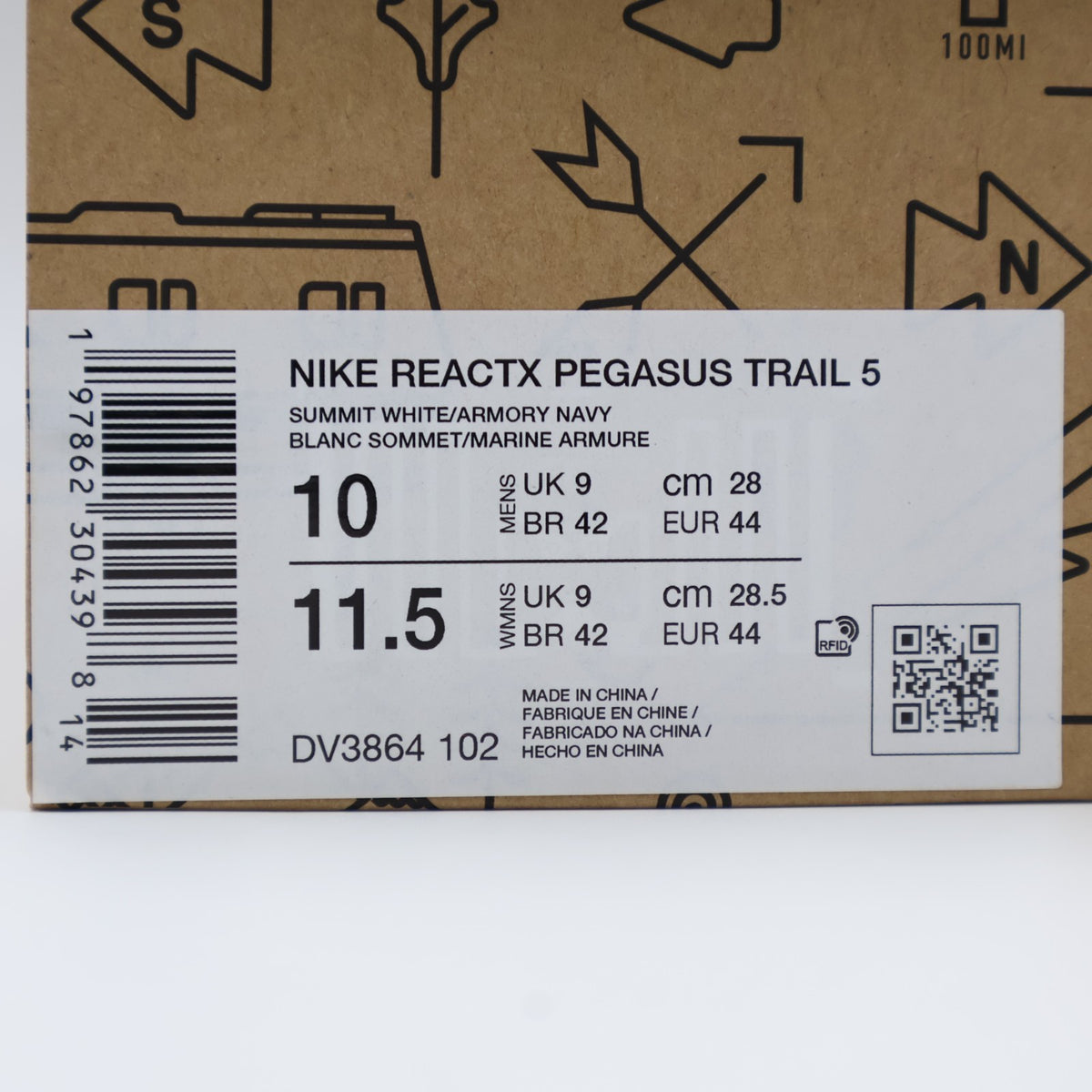 DV3864-102 Nike Pegasus Trail 5 Summit White Football Grey Pink Foam (Men's)