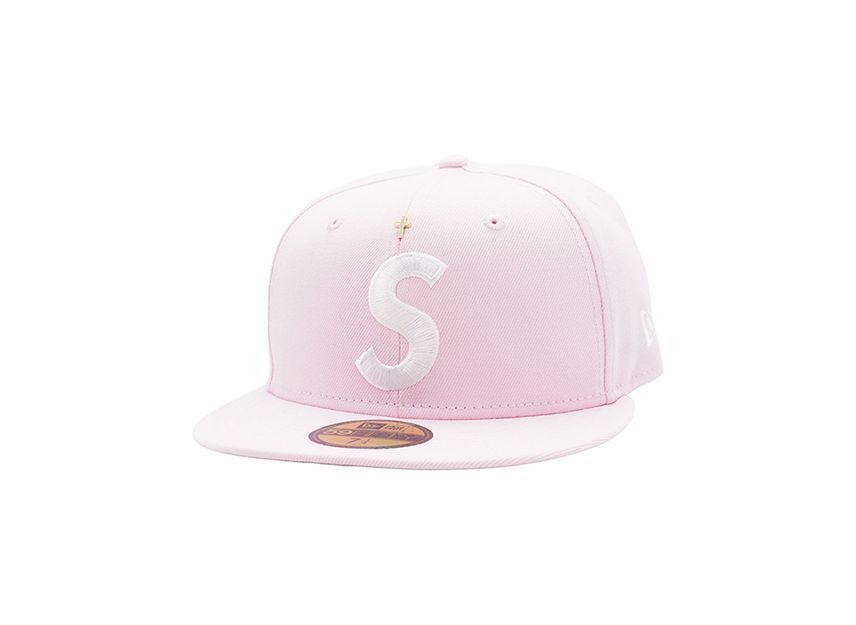 Supreme Gold Cross S Logo New Era Pink