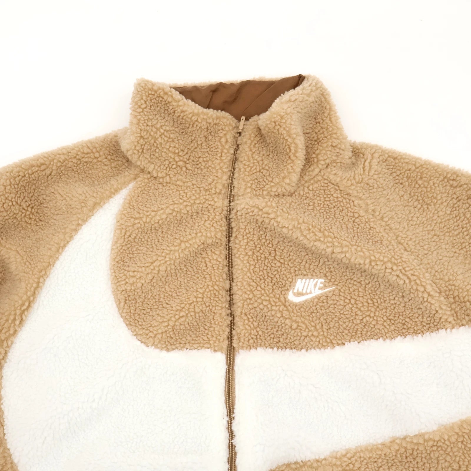 Nike Big Swoosh Reversible Boa Jacket Hemp White