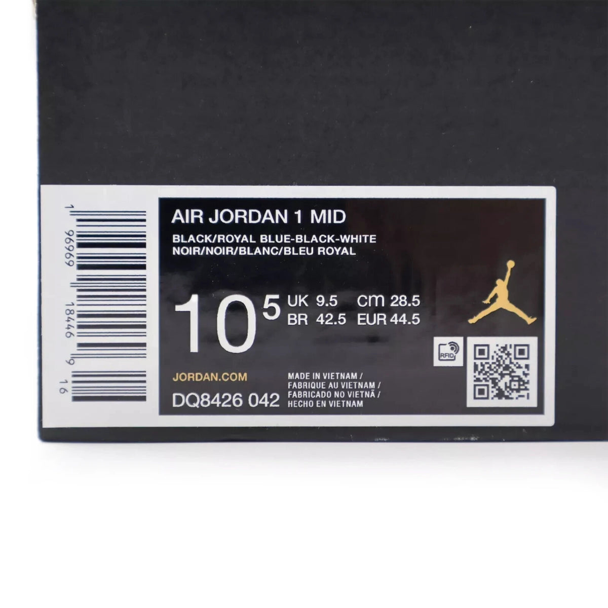 DQ8426-042 Nike Air Jordan 1 Mid Black White Royal Blue (Men's)