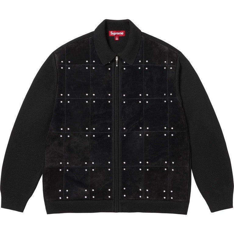 Supreme Studded Suede Zip Up Cardigan Black