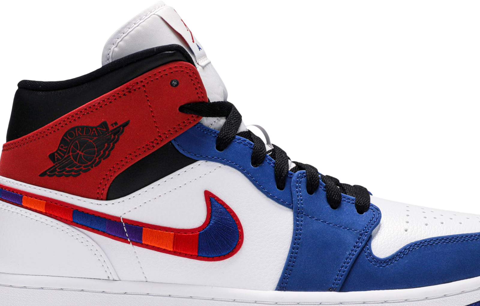 852542-146 Nike Air Jordan 1 Mid "White/Blue/Red" (Men's)
