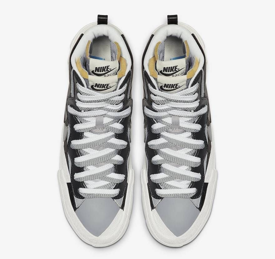 BV0072-002 sacai Ã NIKE BLAZER MID "BLACK/WOLF GREY/WHITE" (Men's)