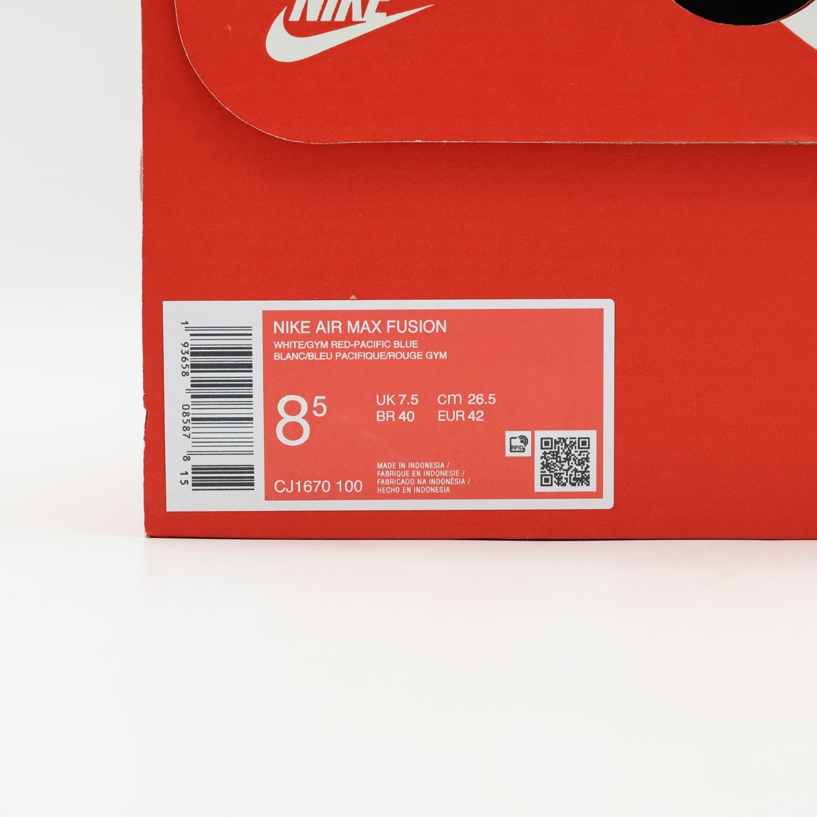 CJ1670-100 Nike Air Max Fusion White Pacific Blue Gym Red (Men's)