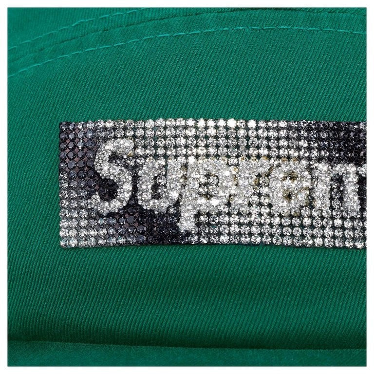 Supreme Rhinestone Label Camp Cap Green