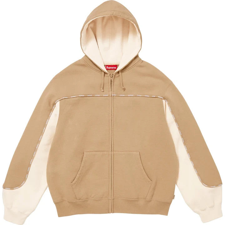 Supreme Piping Zip Up Hooded Sweatshirt Dark Tan