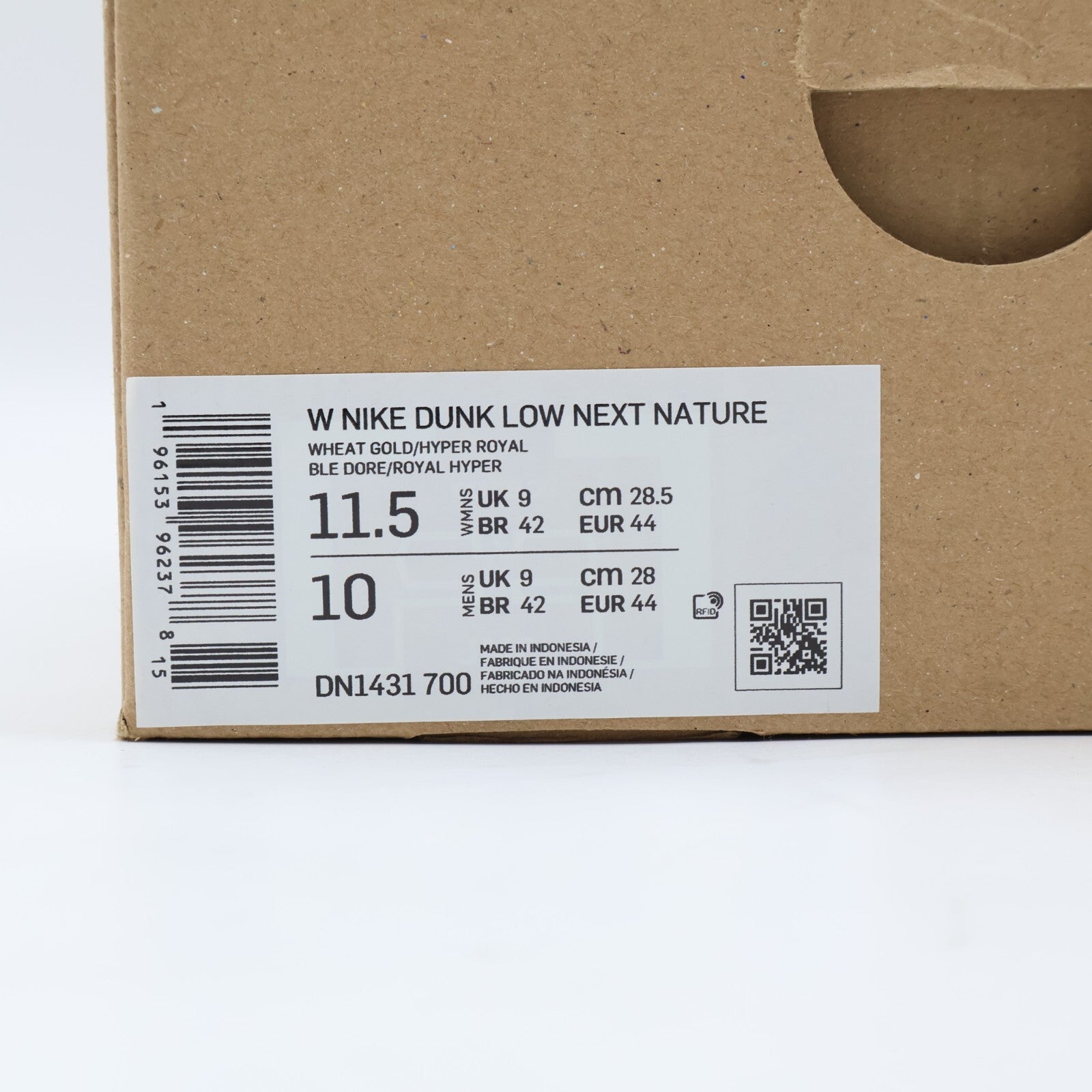 DN1431-700 Nike Dunk Low Next Nature Wheat Gold Yellow Blue Royal (Women's)