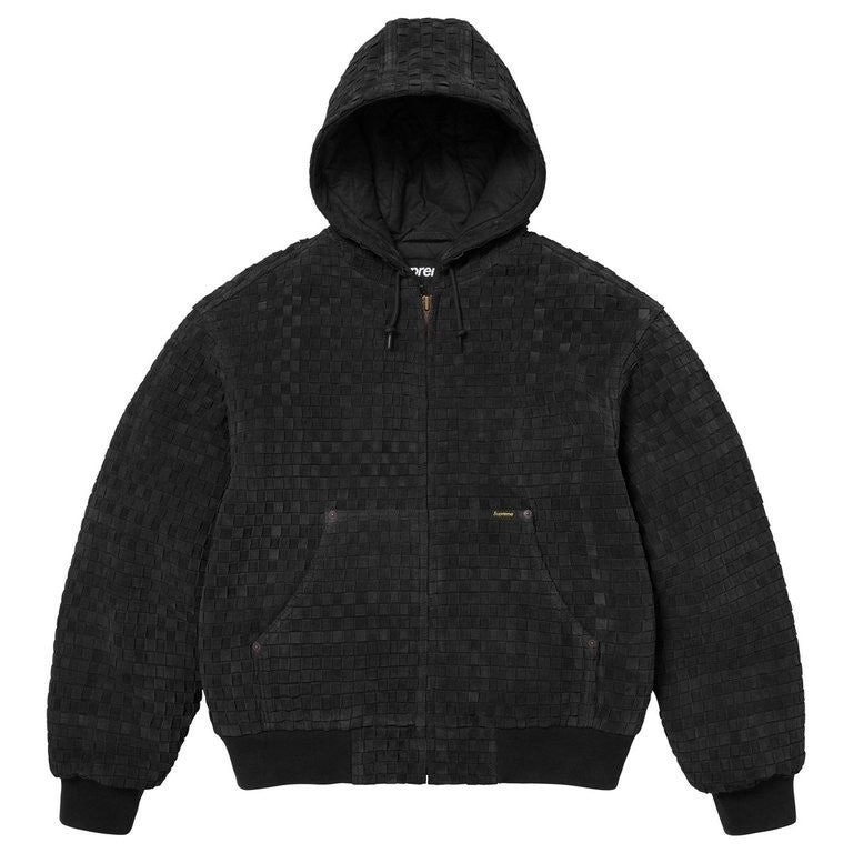 Supreme Woven Suede Hooded Work Jacket Black