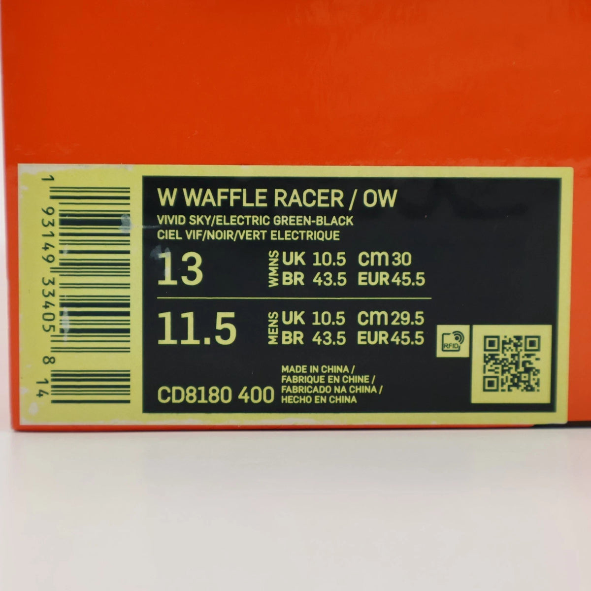 CD8180-400 Off-White Ã Nike Waffle Racer Vivid Sky  (Women's)