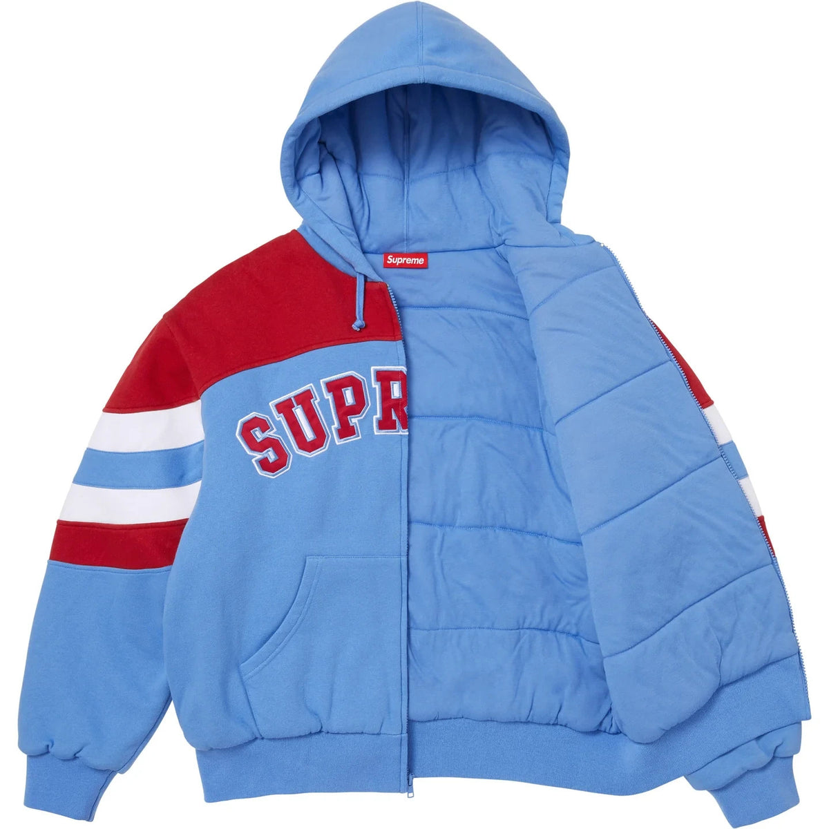 Supreme Filled Zip Up Hooded Sweatshirt Light Blue