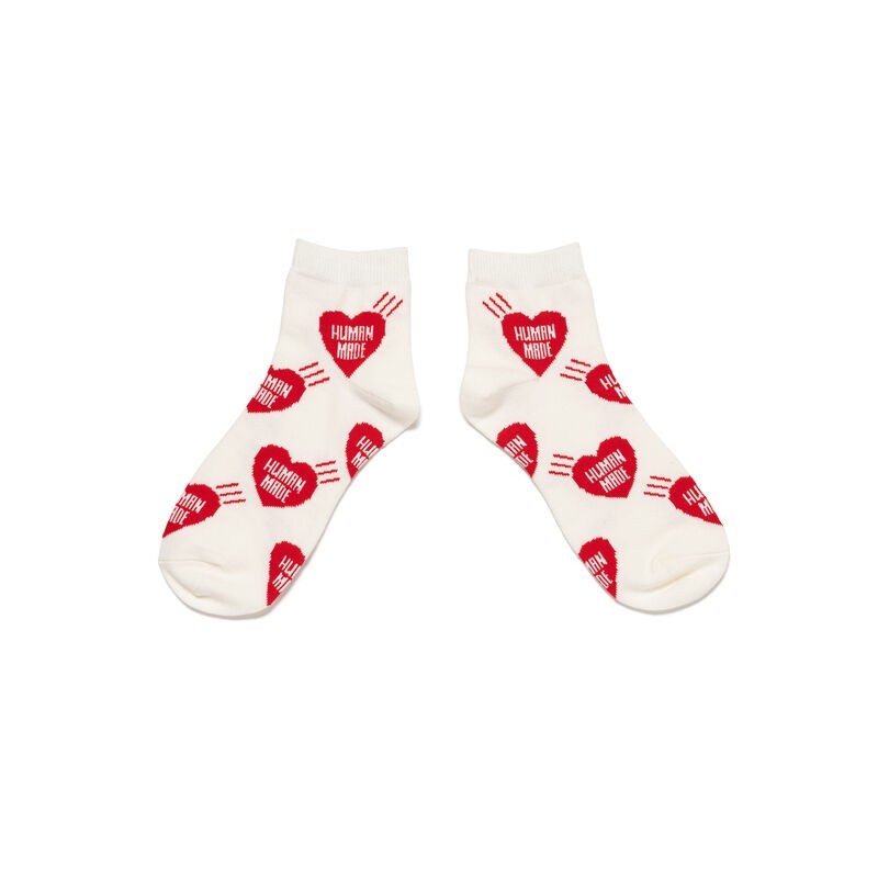 HUMAN MADE Heart Short Socks White