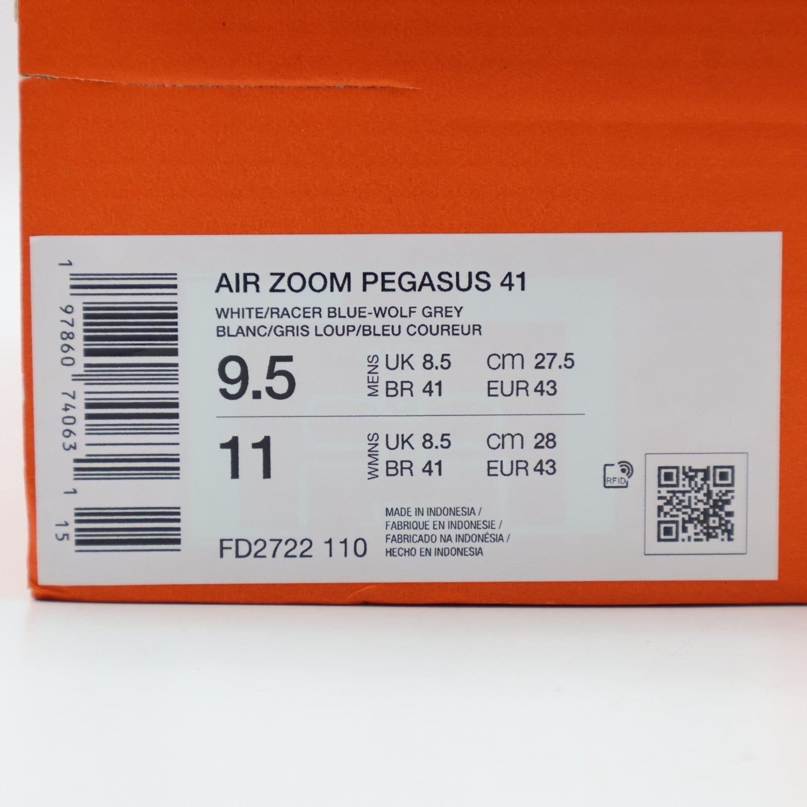 FD2722-110 Nike Pegasus 41 White Wolf Grey Pure Platinum Racer Blue (Men's)