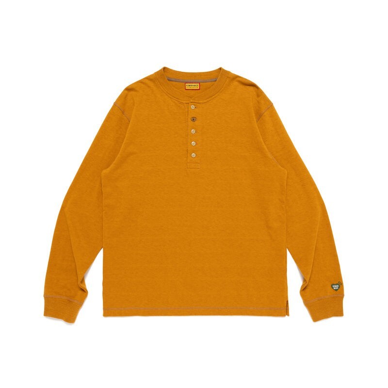 HUMAN MADE Henley Neck Shirt Yellow