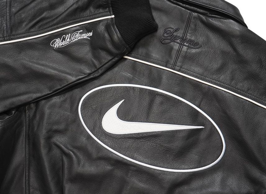 Supreme x Nike Leather Varsity Jacket "Black"