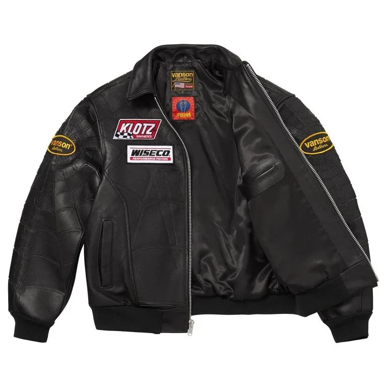 Supreme x Vanson Leathers Spider-Man Jacket Black