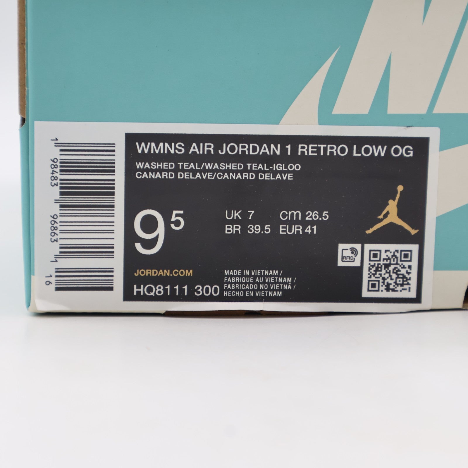 HQ8111-300 Nike  Air Jordan 1 Low Washed Teal (Women's)