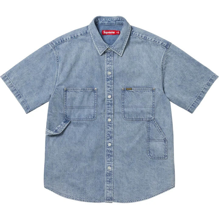 Supreme Loose Fit S/S Denim Painter Shirt Washed Indgo