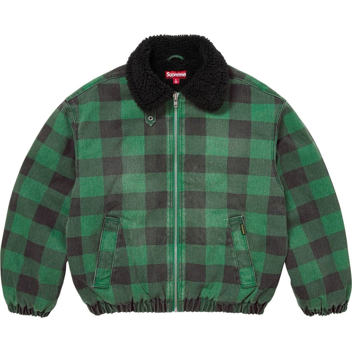 Supreme Faux Shearling Lined Bomber Jacket Plaid