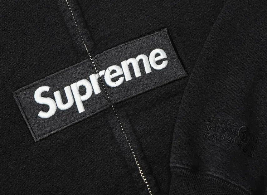 Supreme x MM6 Maison Margiela Box Logo Zip Up Hooded Sweatshirt "Black"