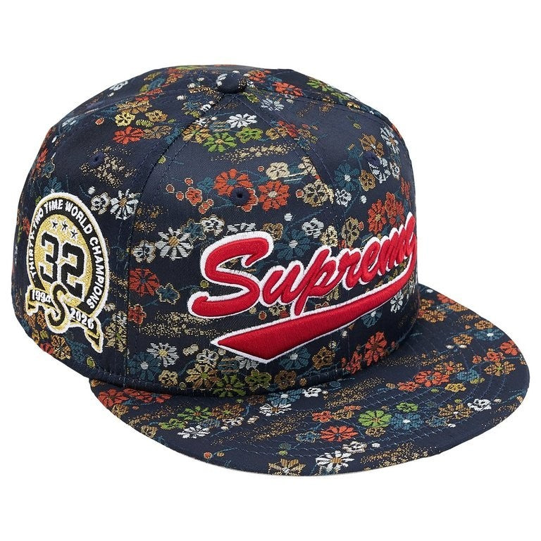 Supreme Floral Jacquard New Era Navy