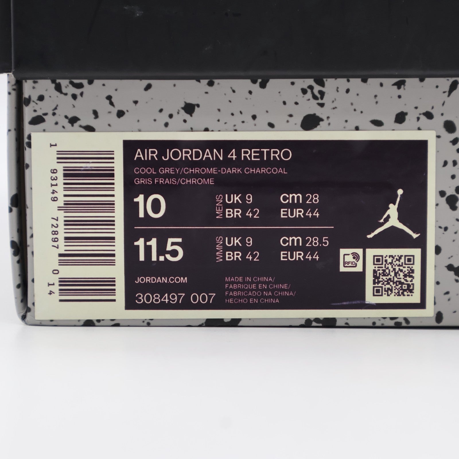 308497-007 Nike Air Jordan 4 Retro Cool Grey Chrome Dark Charcoal White Steel