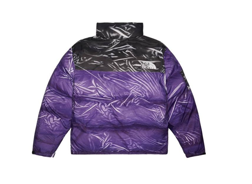Supreme The North Face Trompe Loeil Printed Nuptse Jacket Purple
