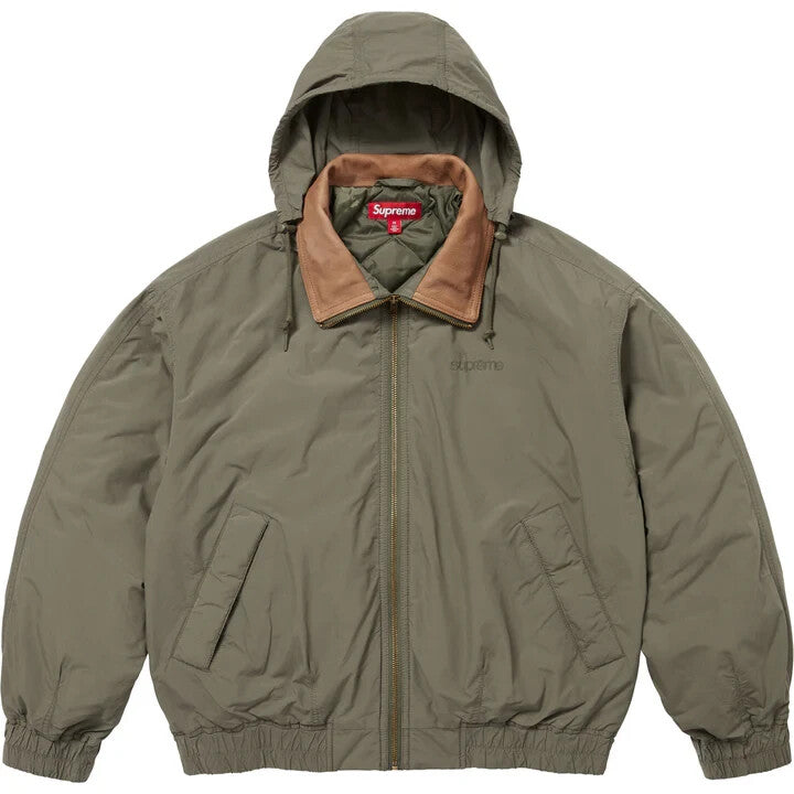 Supreme Leather Collar Utility Jacket Olive