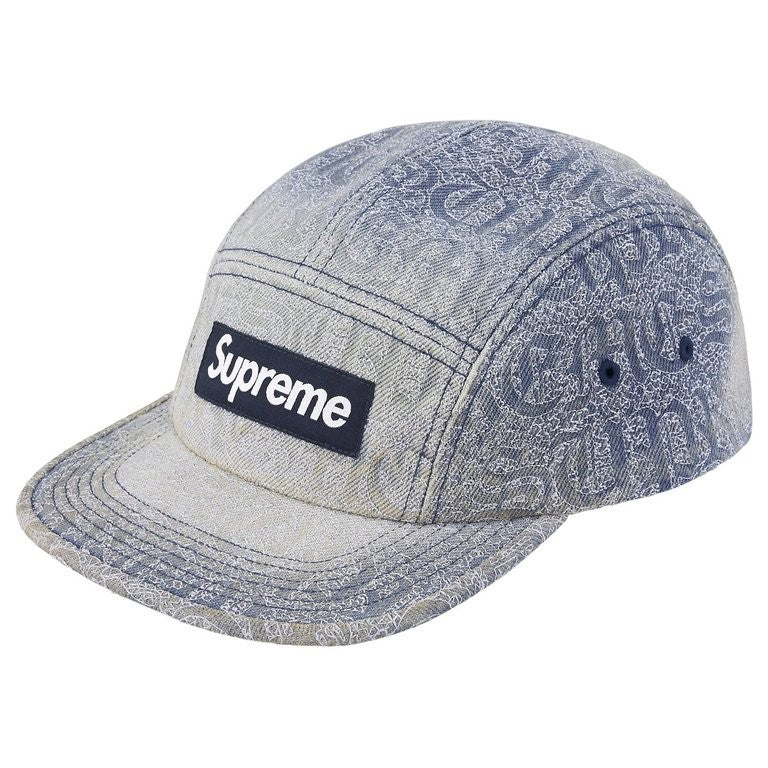 Supreme Stitched Old English Denim Camp Cap Blue