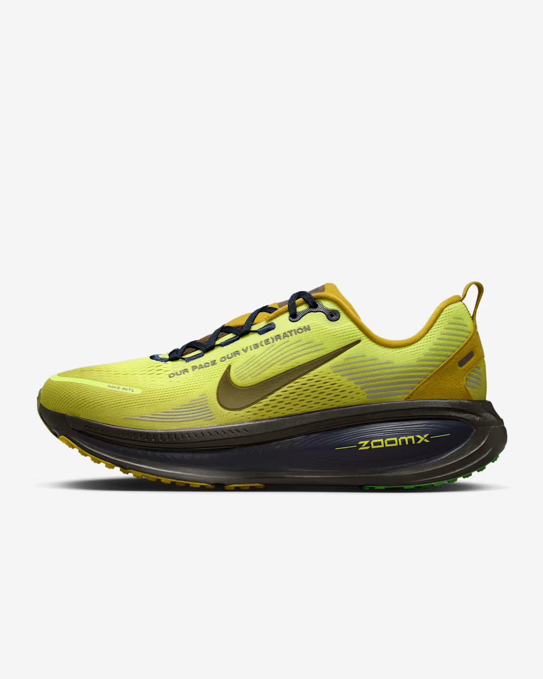 IQ3413-704 Nike Vomero 18 SE Sonic Yellow Peat Moss Dark Obsidian Dark (Women's)