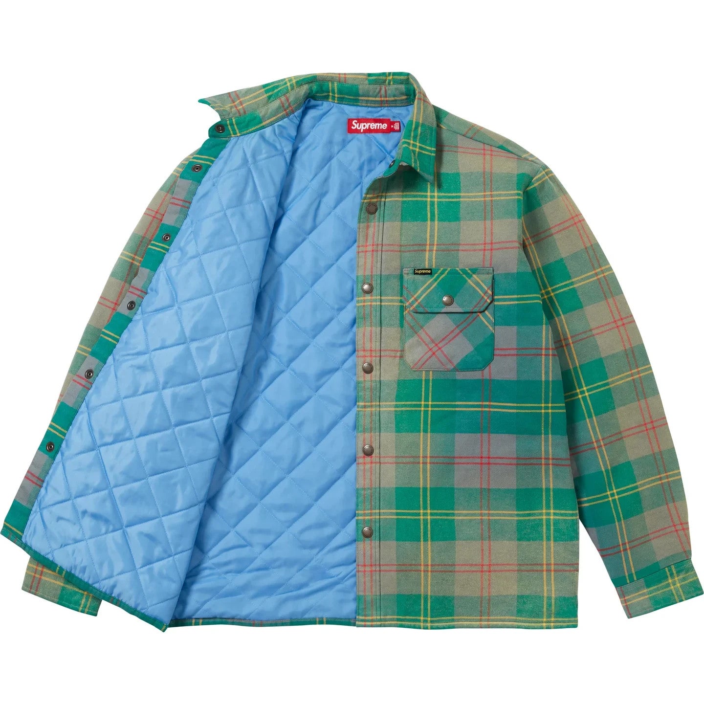 Supreme Quilted Lined Flannel Snap Shirt Green