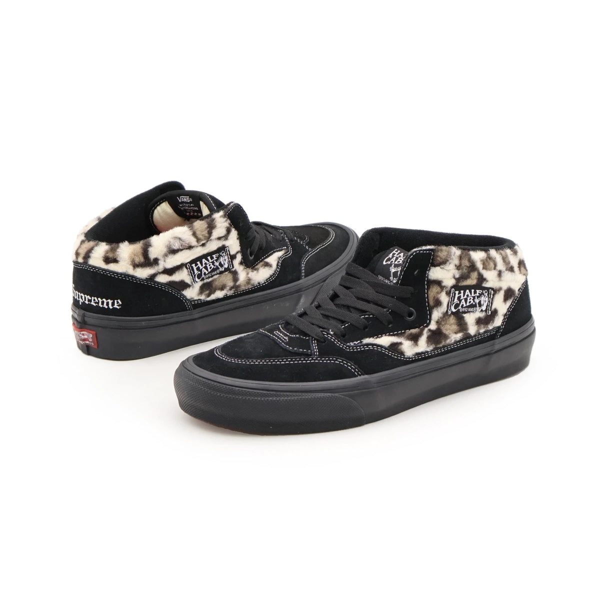 VN0A5KYABMA Supreme Vans Skate Leopard Half Cab 92 Black Animal Beige (Men's)
